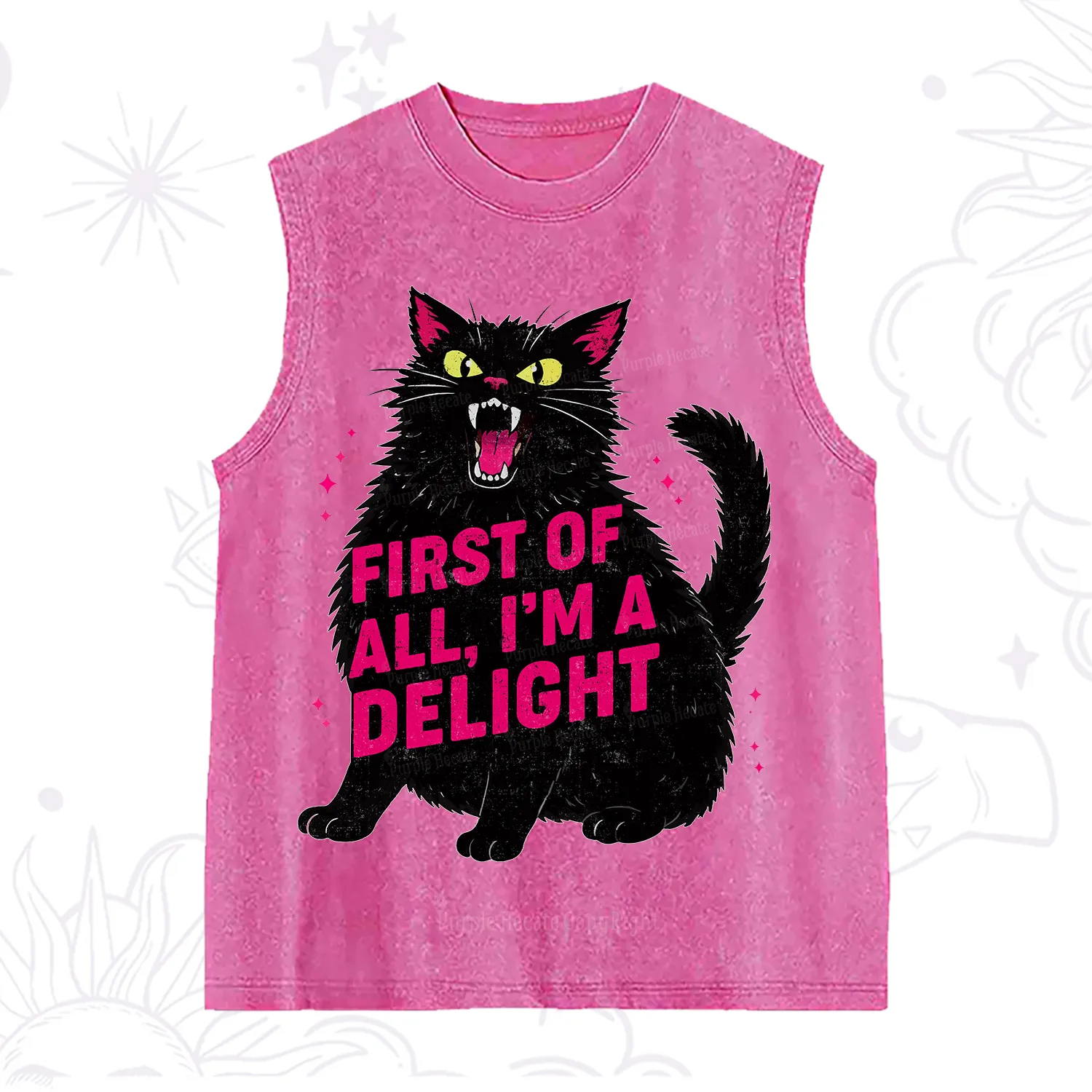 Purplehecate First Of All I'm A Delight Cat Washed Tank