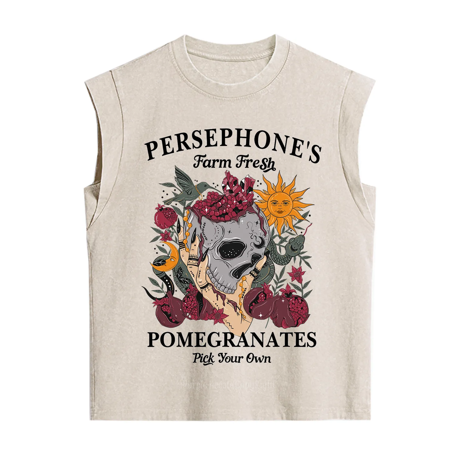 Purplehecate Persephone's Farm Fresh Pomegranates Pick Your Own Vintage Washed Tank