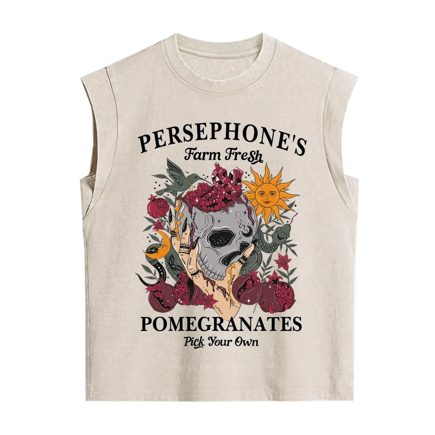 Purplehecate Persephone's Farm Fresh Pomegranates Pick Your Own Vintage Washed Tank
