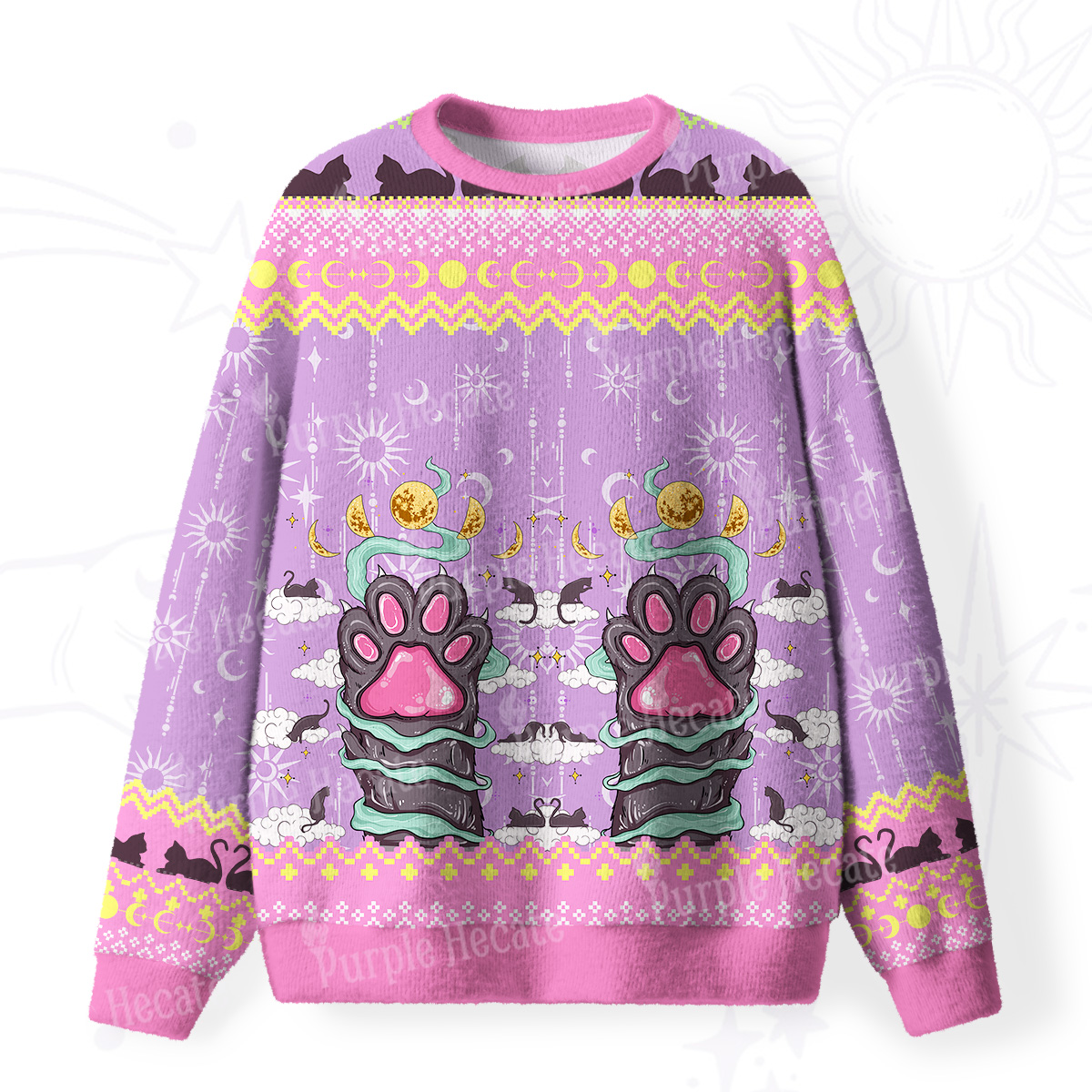 Purplehecate The Beans Cat Tarot Fuzzy Ugly Sweatshirt
