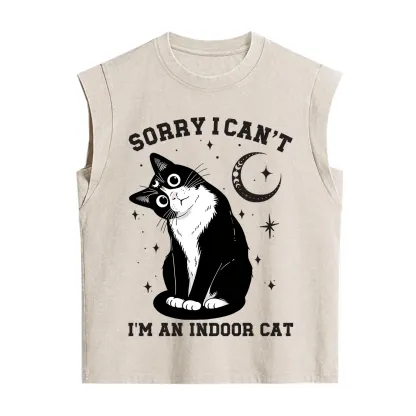 Purplehecate Sorry I Can't Go I'm an Indoor Cat Vintage Washed Tank