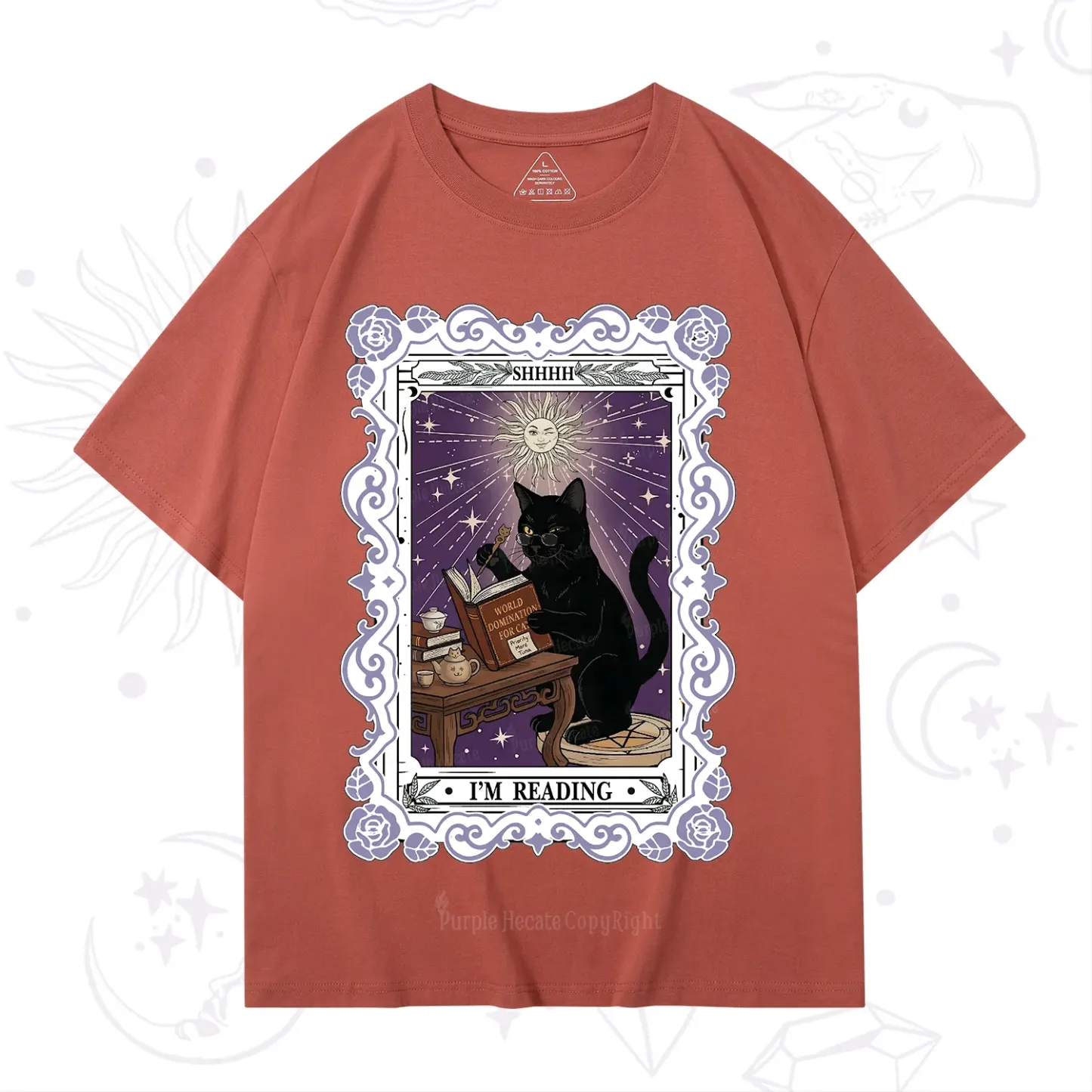 Purplehecate The Reading Cat Tarot T-Shirt