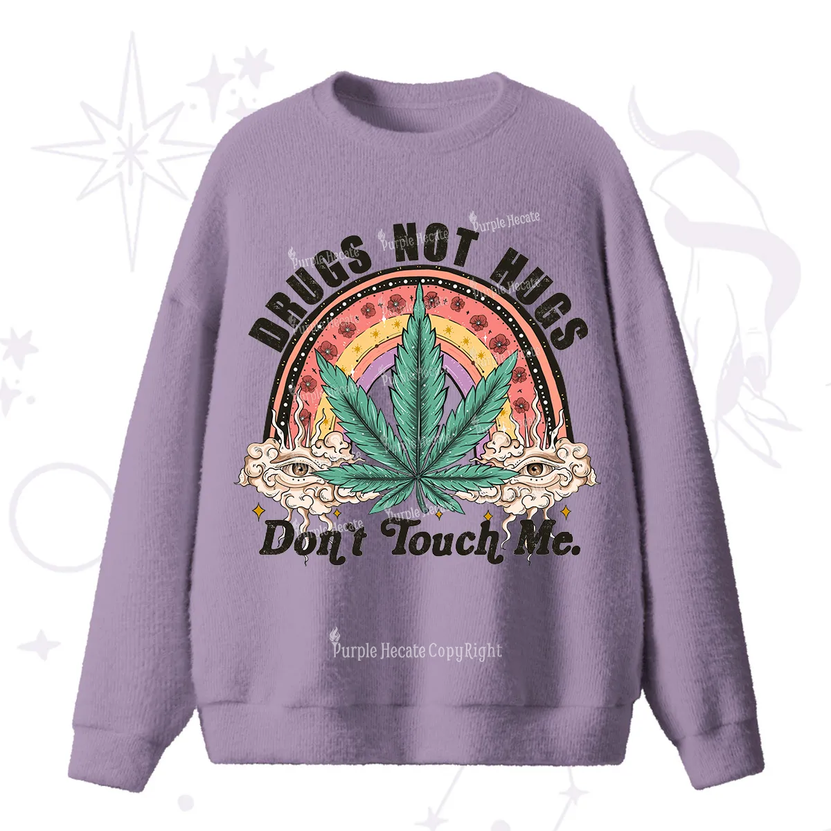 Purplehecate Drugs Not Hugs Fuzzy Ugly Sweater