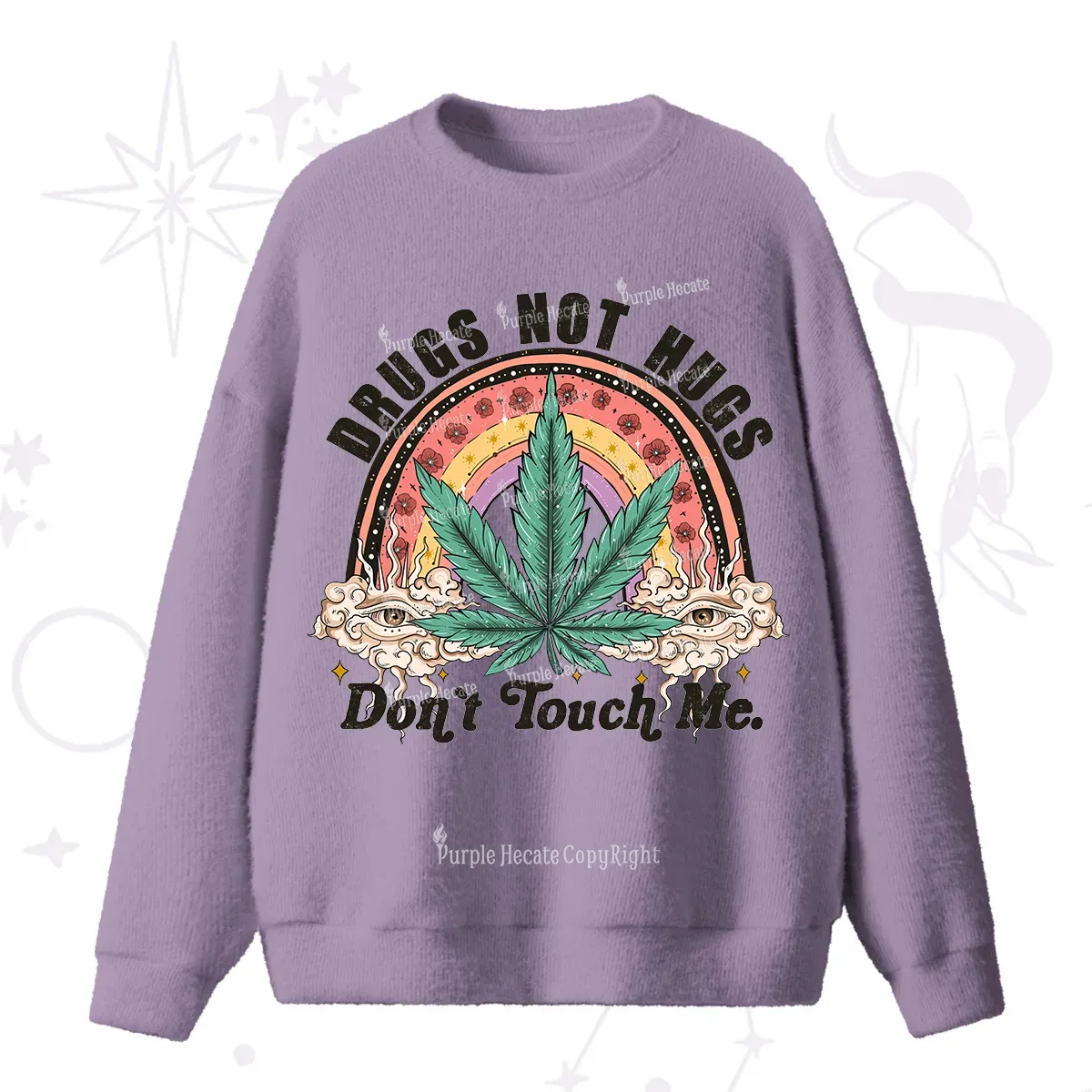 Purplehecate Drugs Not Hugs Fuzzy Ugly Sweater
