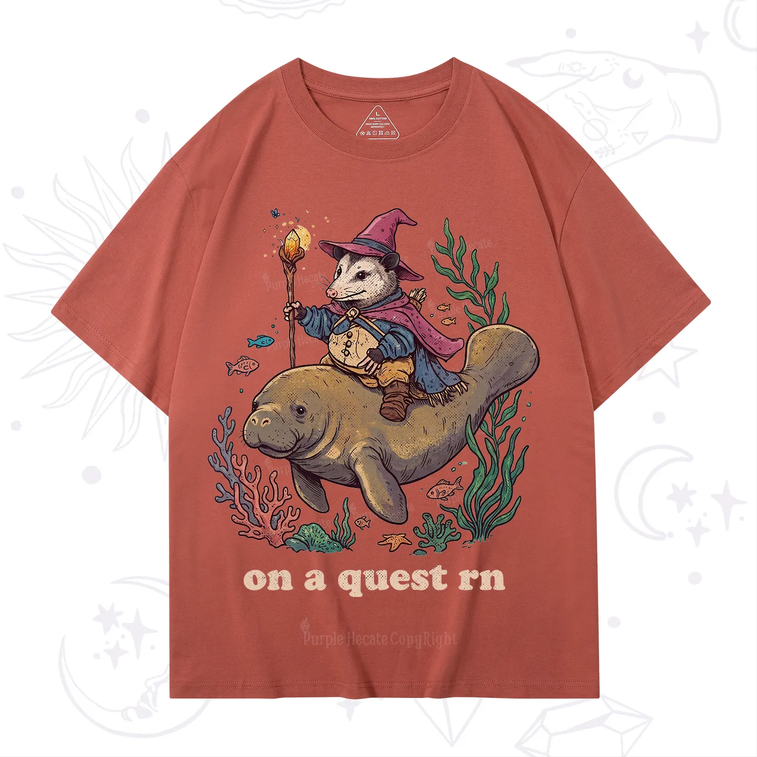 Purplehecate Opossum Wizard on Sea Quest T-Shirt