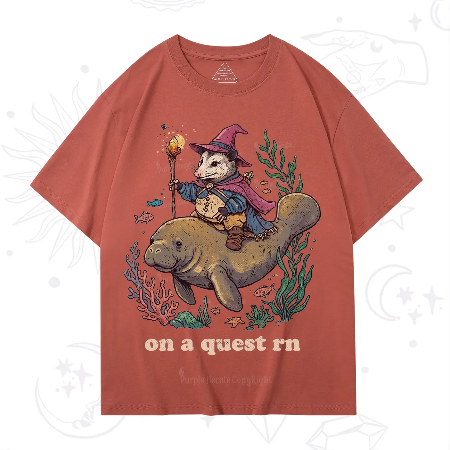 Purplehecate Opossum Wizard on Sea Quest T-Shirt