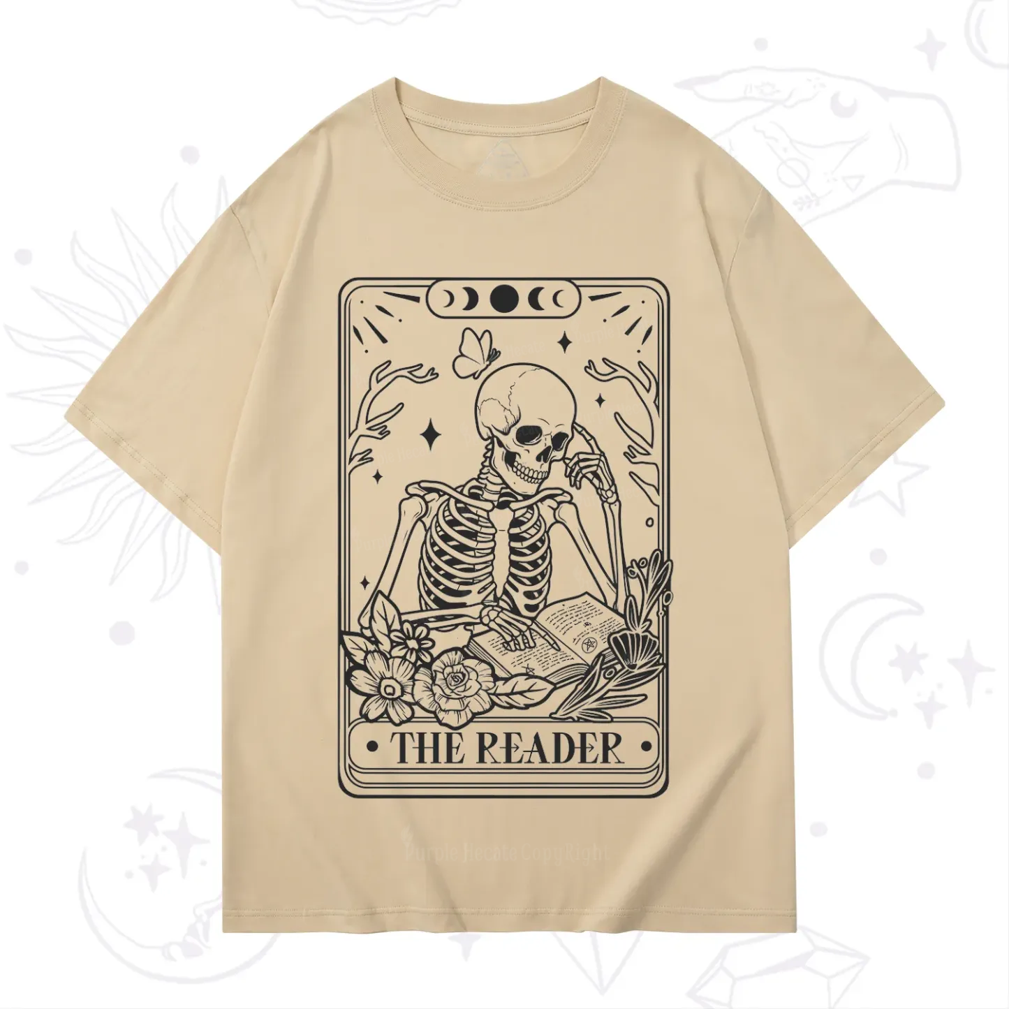Purplehecate The Reader Tarot Skeleton T-Shirt