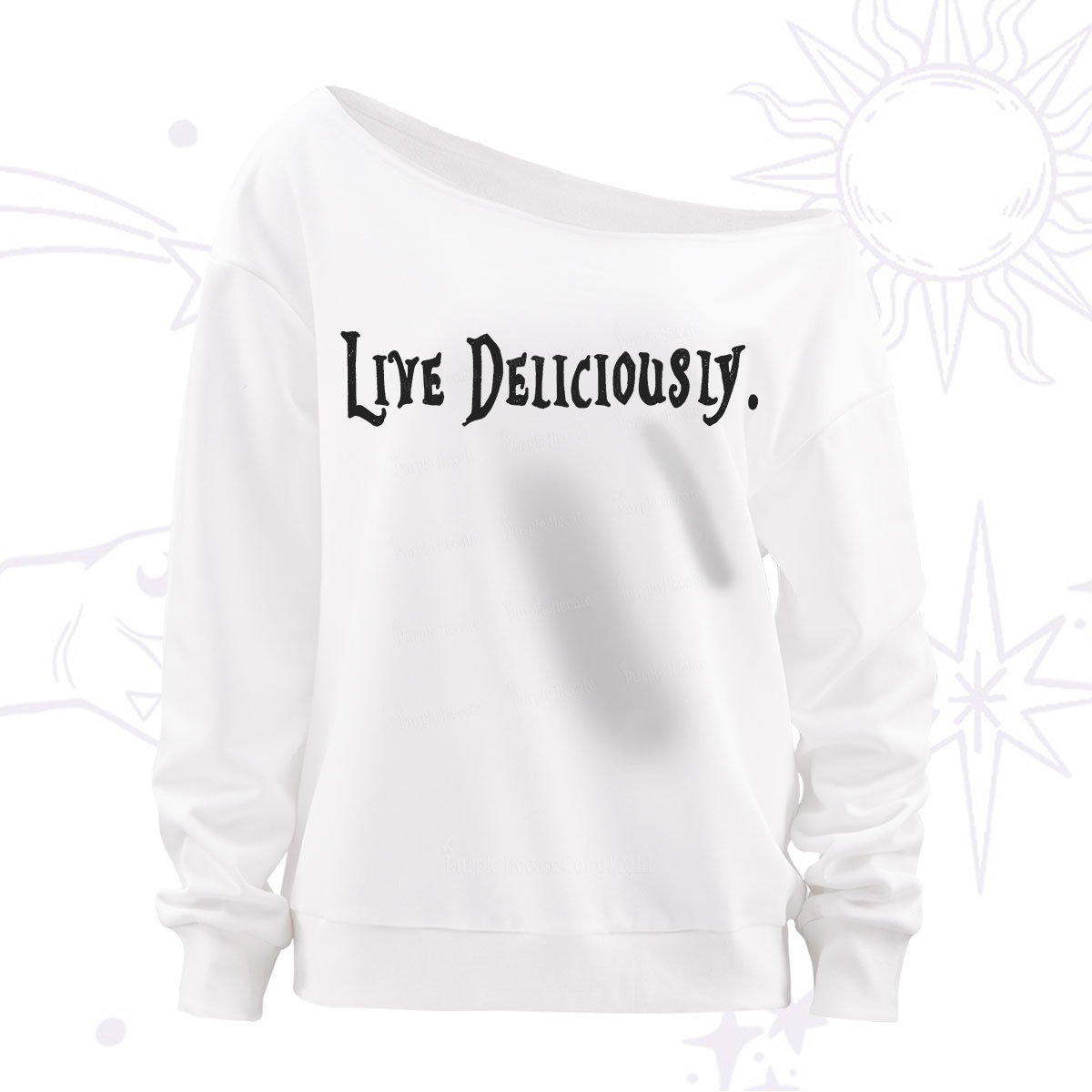 Purplehecate Live Deliciously Off The Shoulder Sweatshirt