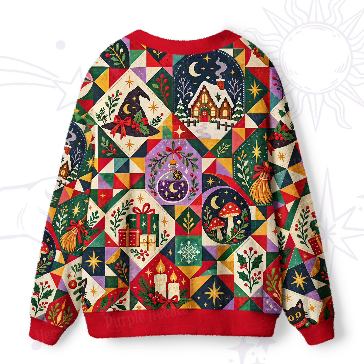Purplehecate Christmas Magic Squares Patchwork Ugly Cardigan Sweaters