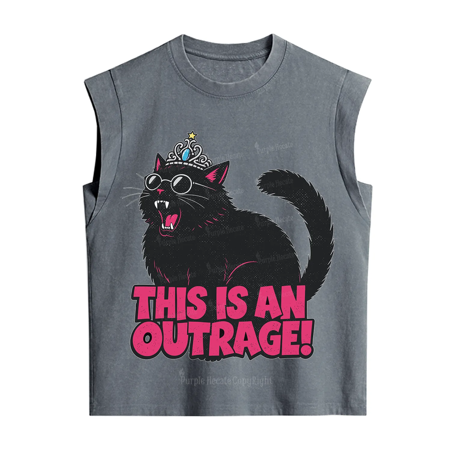 Purplehecate This is an outrage Princess Cat Vintage Washed Tank