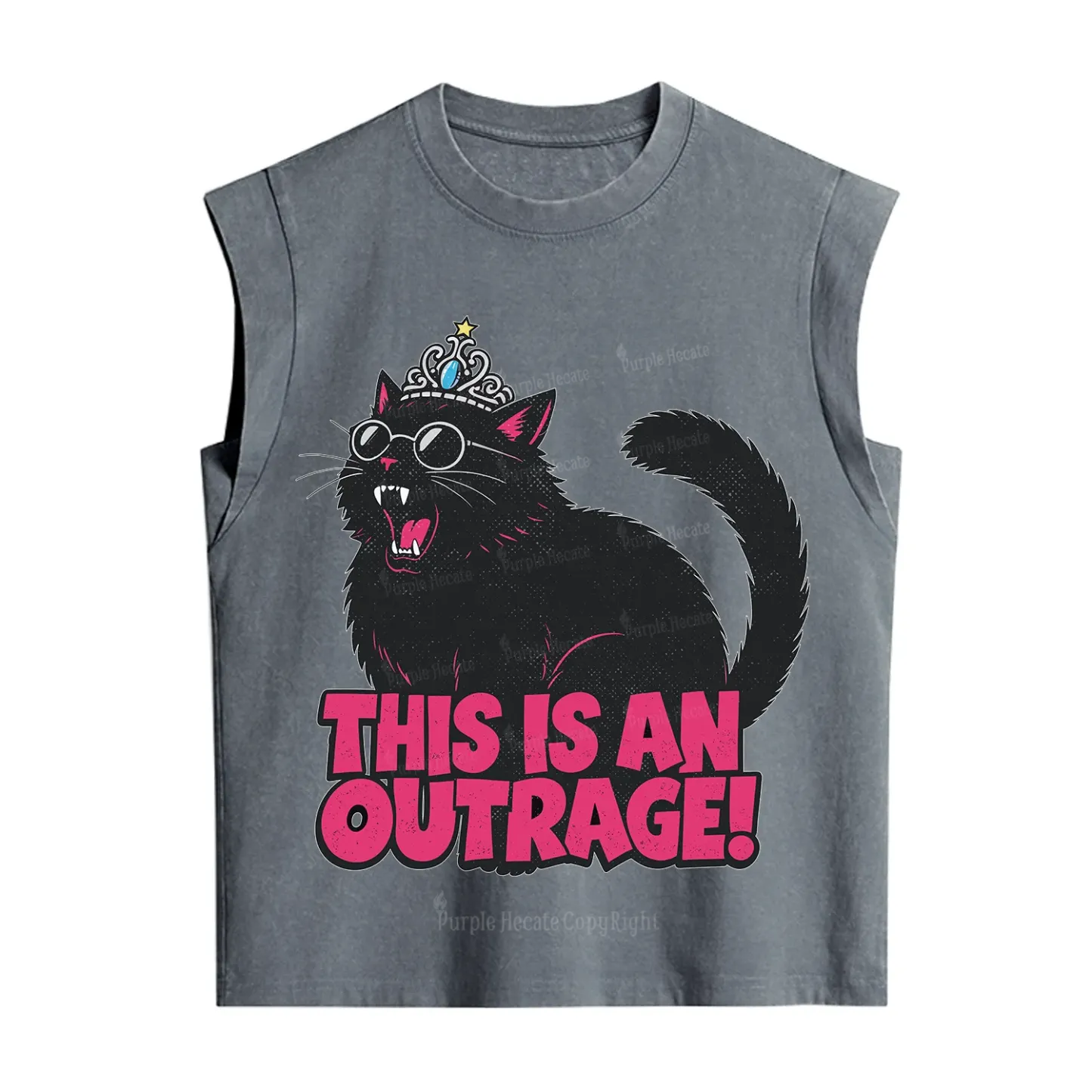 Purplehecate This is an outrage Princess Cat Vintage Washed Tank