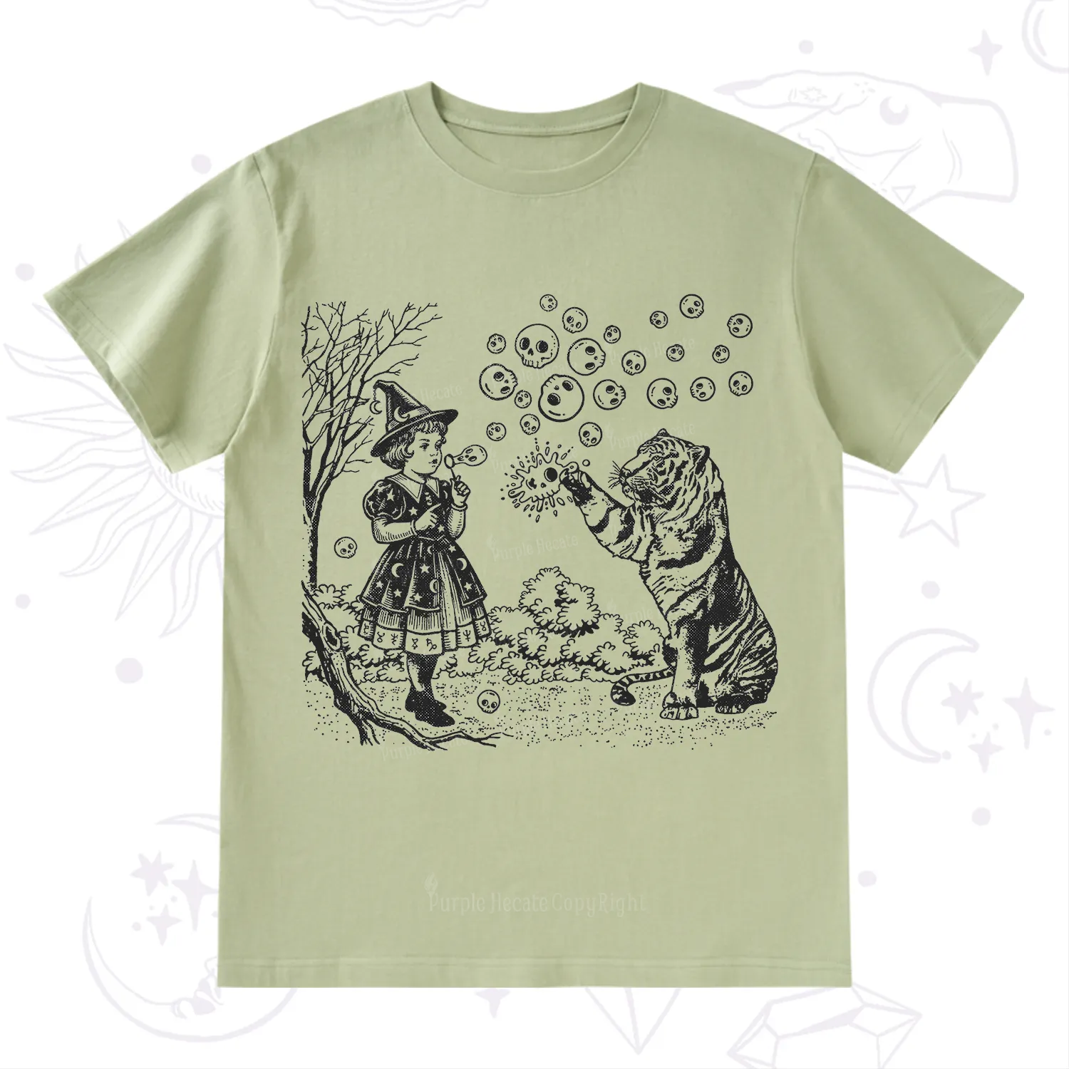Purplehecate Girl and Tiger T-Shirt