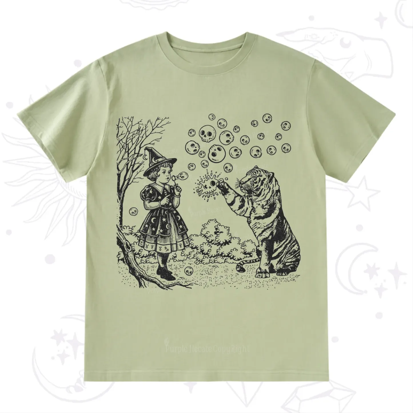 Purplehecate Girl and Tiger T-Shirt