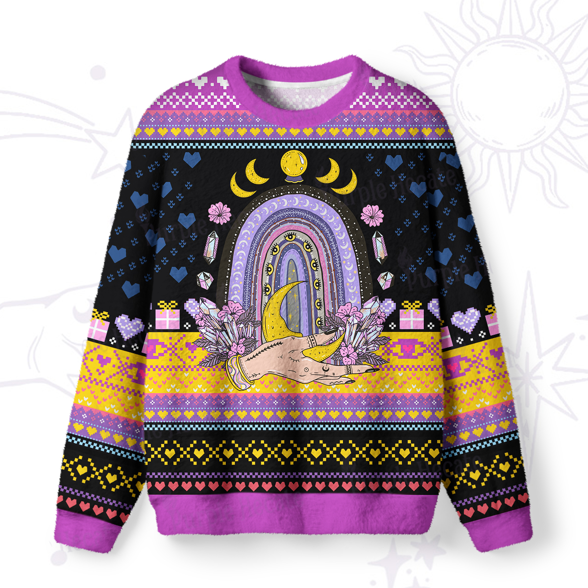 Purplehecate Magic Rainbow Ugly Valentine Sweatshirt