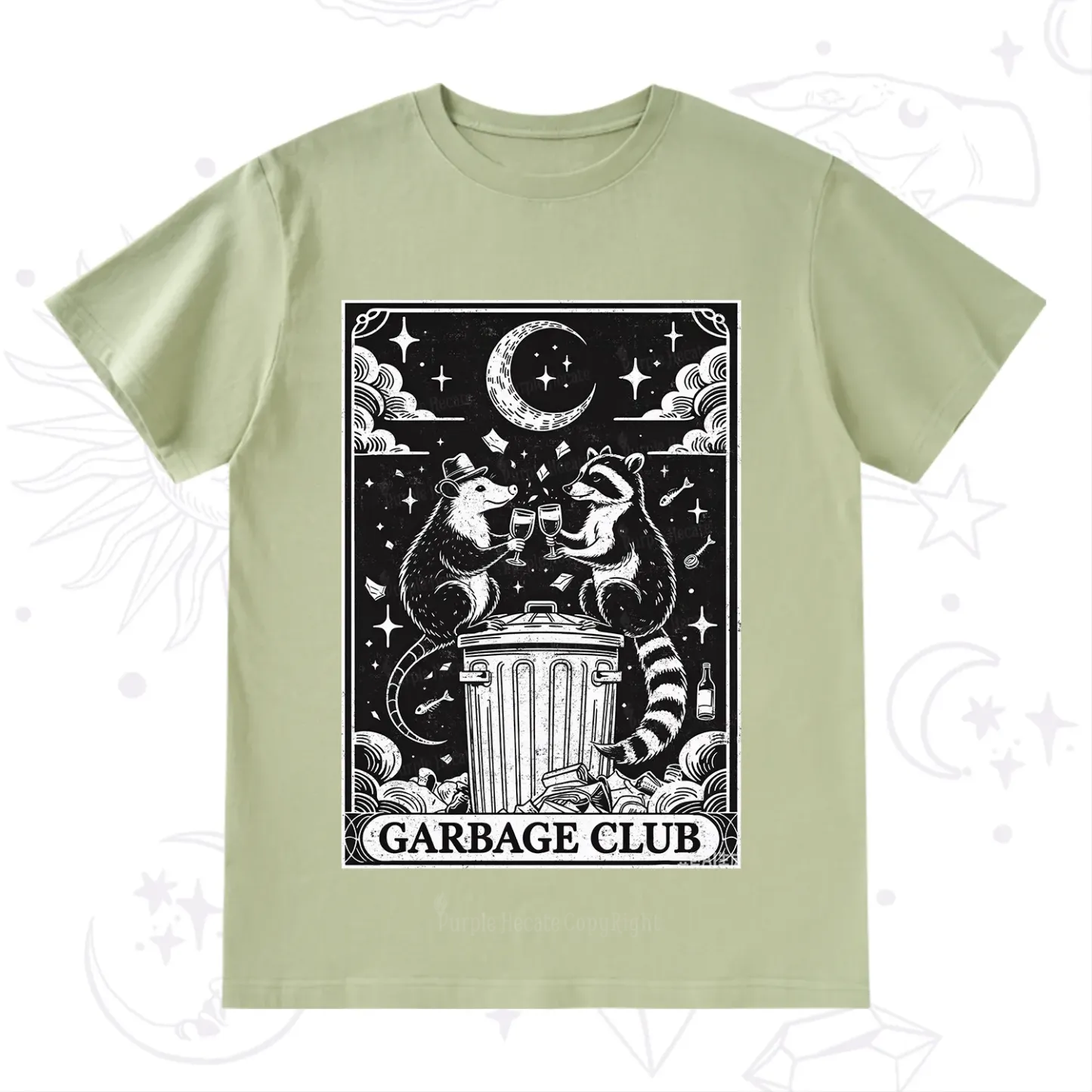 Purplehecate The Garbage Club Tarot Raccoon Party T-Shirt