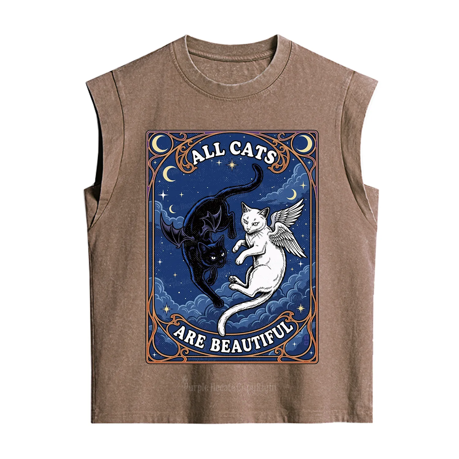 Purplehecate Angel & Devil Cat Vintage Washed Tank