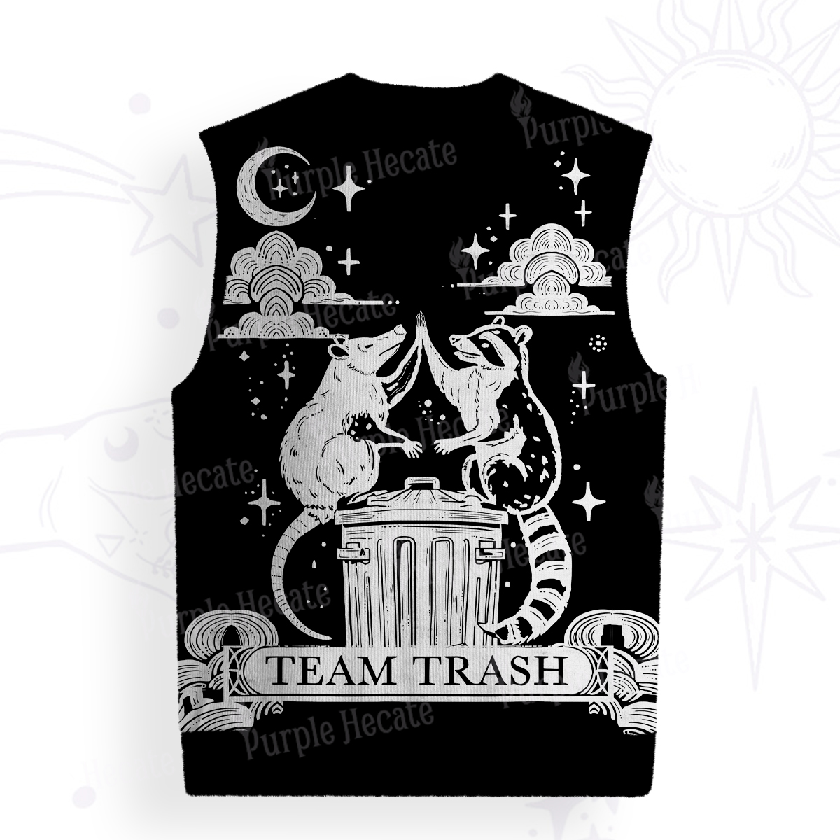 Purplehecate The Team Trash Raccoon Tarot Ugly Sweater Vest