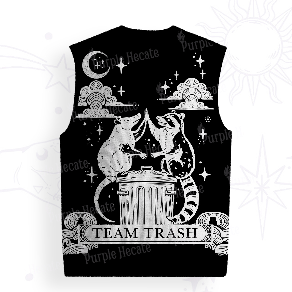 Purplehecate The Team Trash Raccoon Tarot Ugly Sweater Vest