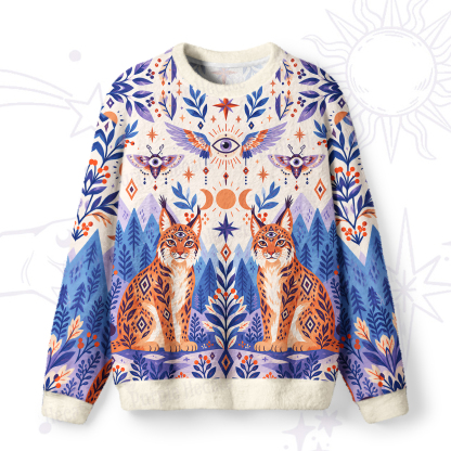 Purplehecate Mystic Lynx Guardians Fuzzy Ugly Sweatshirt