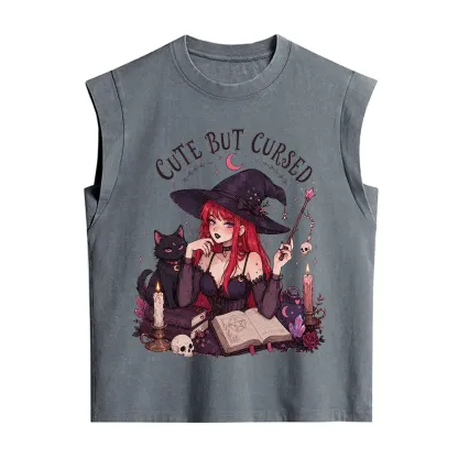 Purplehecate Cute But Cursed Witch Vintage Washed Tank