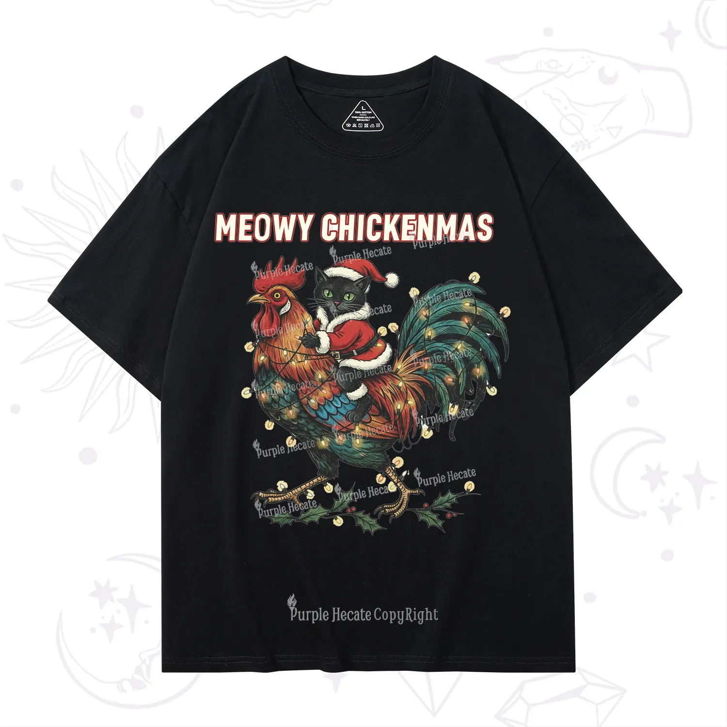 Purplehecate Meowy Chickenmas Christmas T-Shirt
