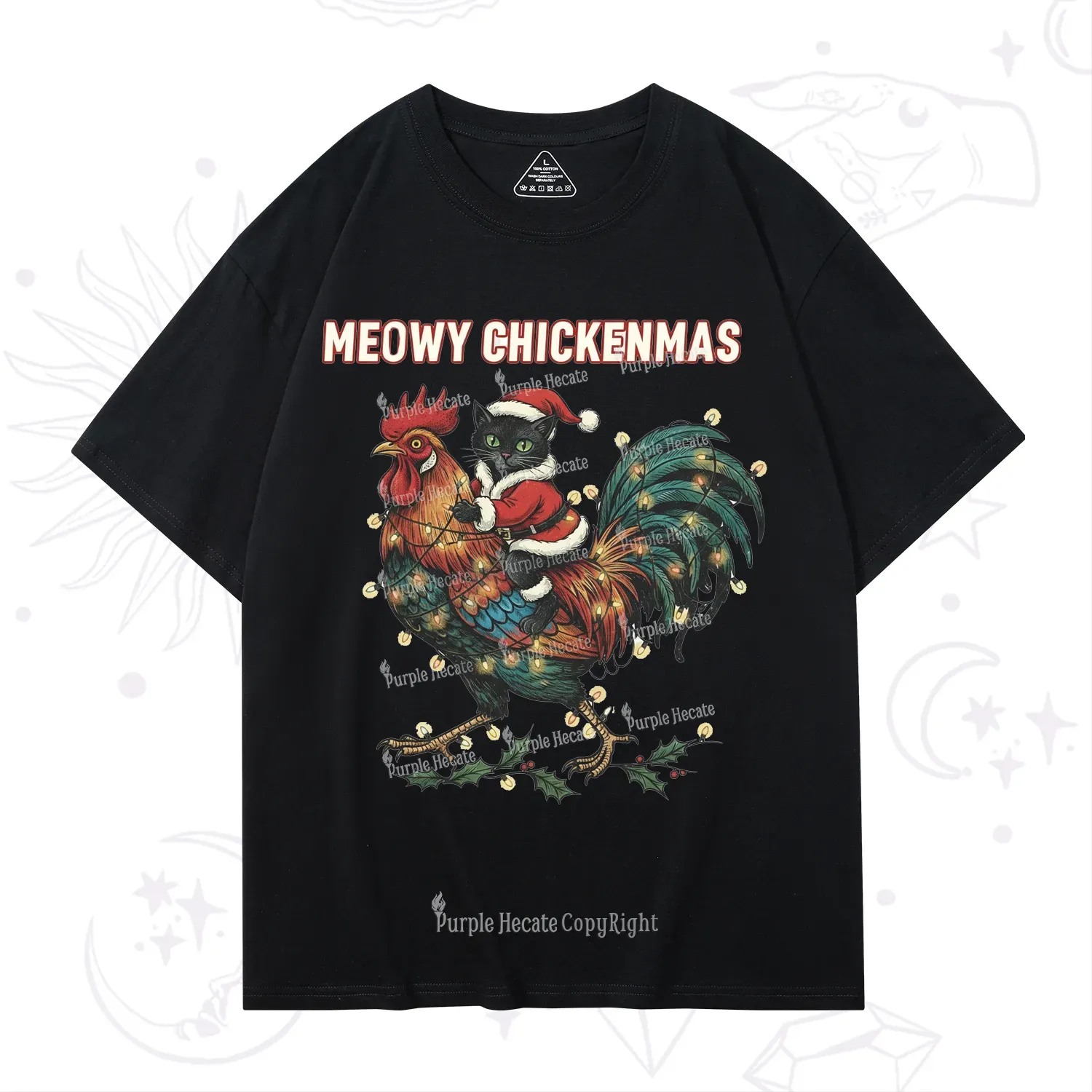 Purplehecate Meowy Chickenmas Christmas T-Shirt