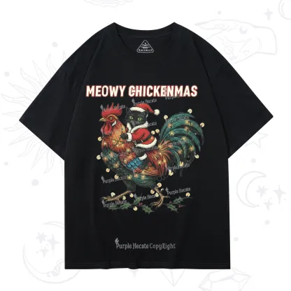 Purplehecate Meowy Chickenmas Christmas T-Shirt