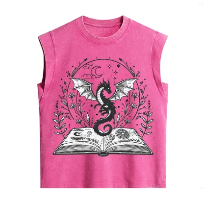 Purplehecate Magical Book Dragon Fantasy Vintage Washed Tank
