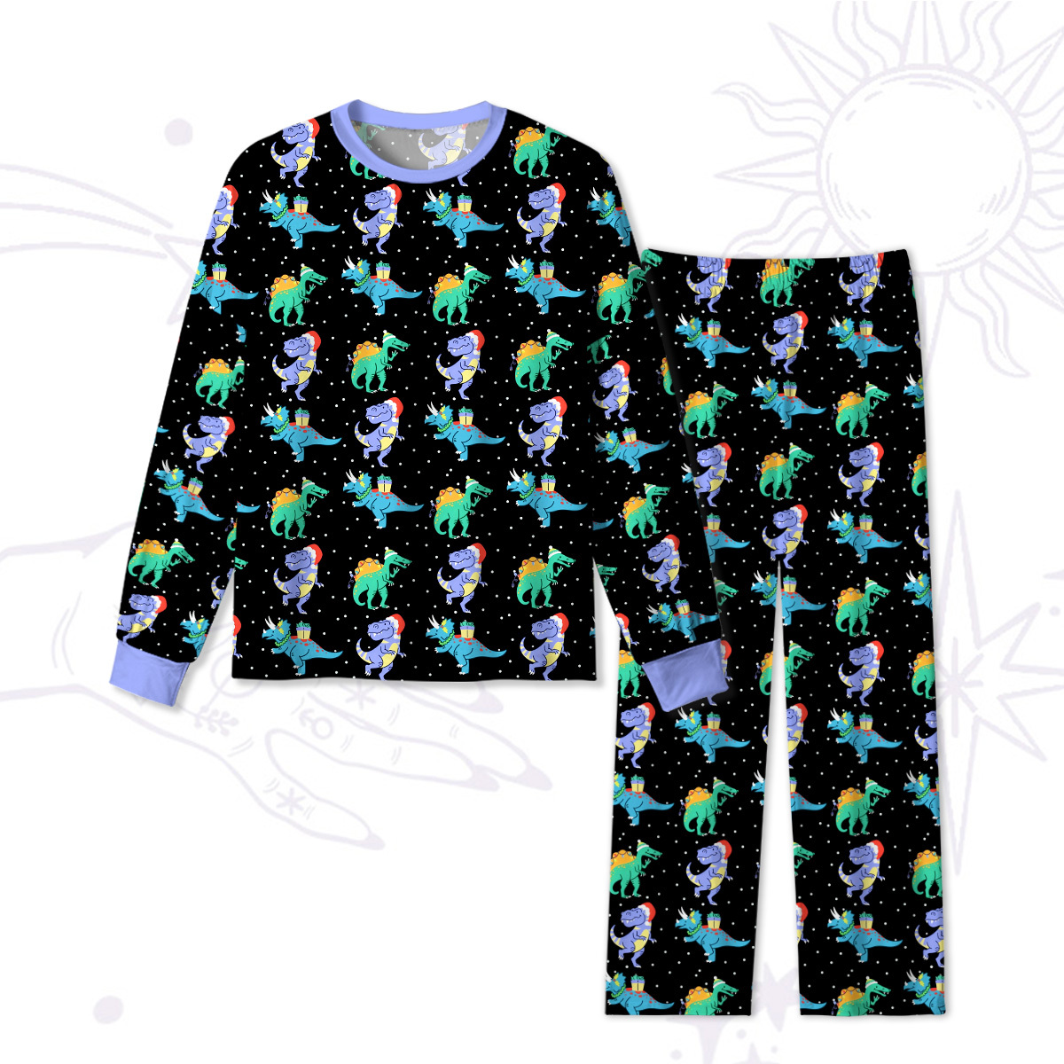 Purplehecate Funny Christmas Dinosaurs Christmas Pajamas