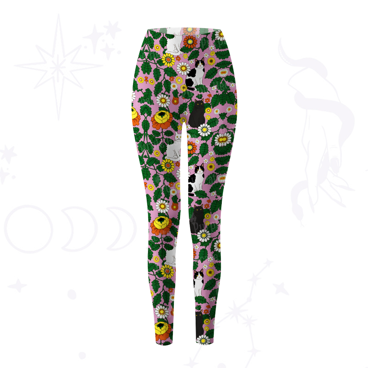Purplehecate Daisy Cat  Garden Yoga Pants