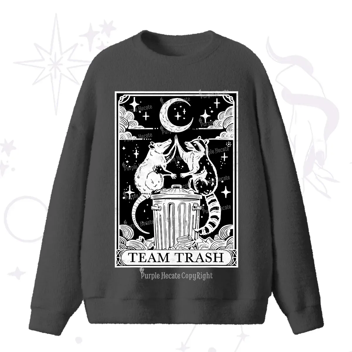Purplehecate The Team Trash Tarot Fuzzy Ugly Sweater
