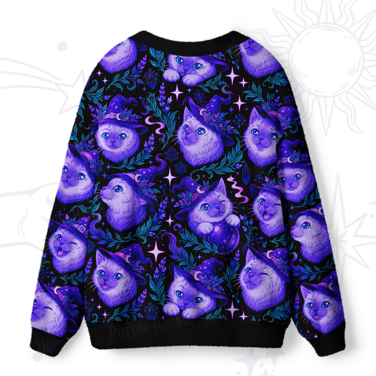 Purplehecate Starlit Magic Cat Ugly Cardigan Sweaters