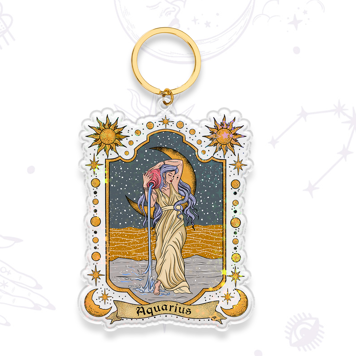 Purplehecate Aquarius Zodiac Keychain