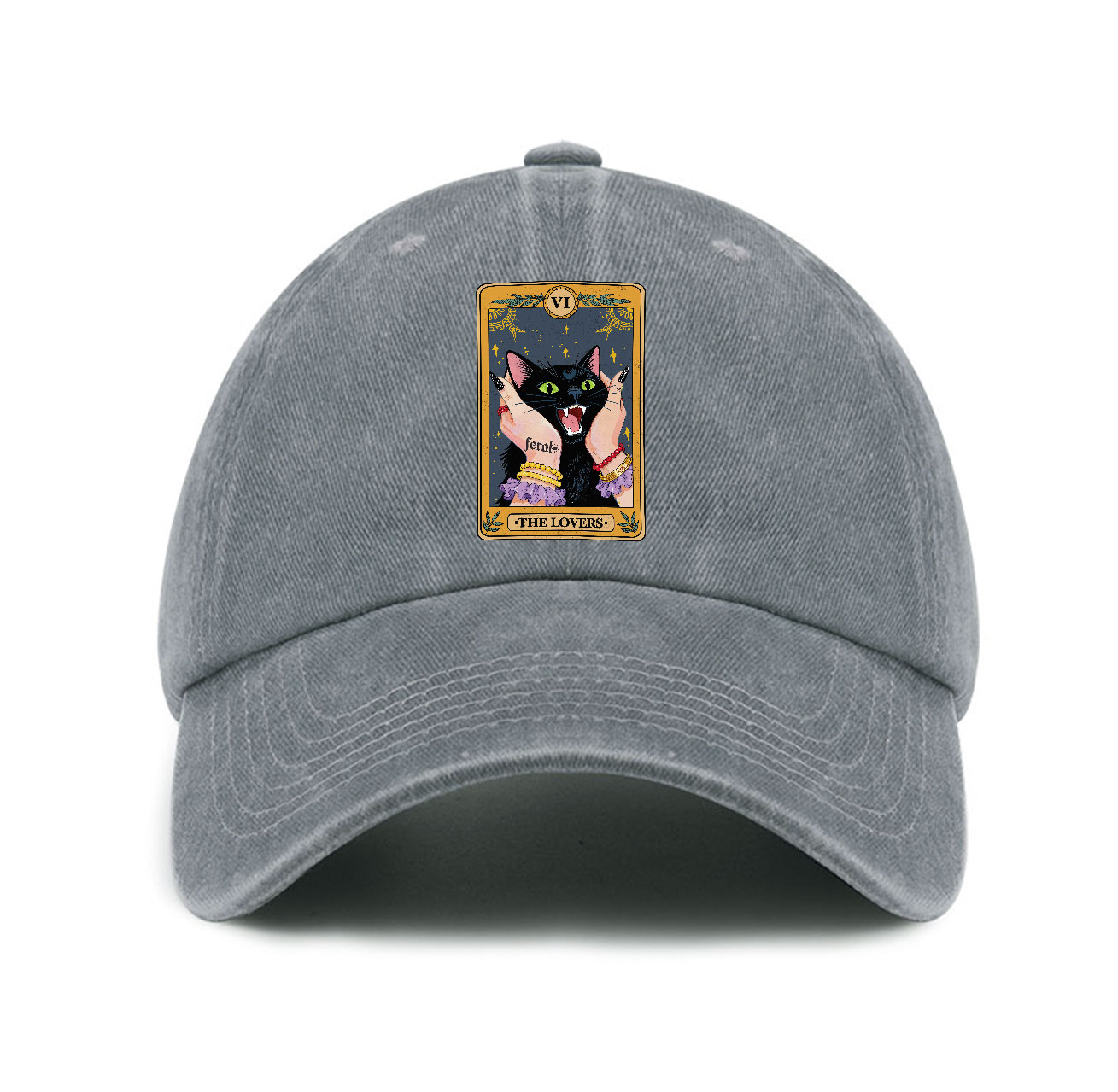 Purplehecate The Lovers Tarot Feral Cat Baseball Cap