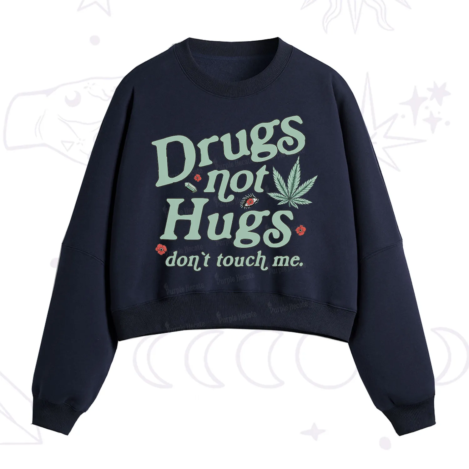 Purplehecate Sarcastic Weed Fleece Cropped Sweatshirt