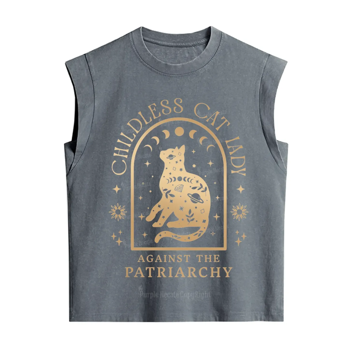 Purplehecate Childless Cat Lady Against the Patriarchy Vintage Washed Tank