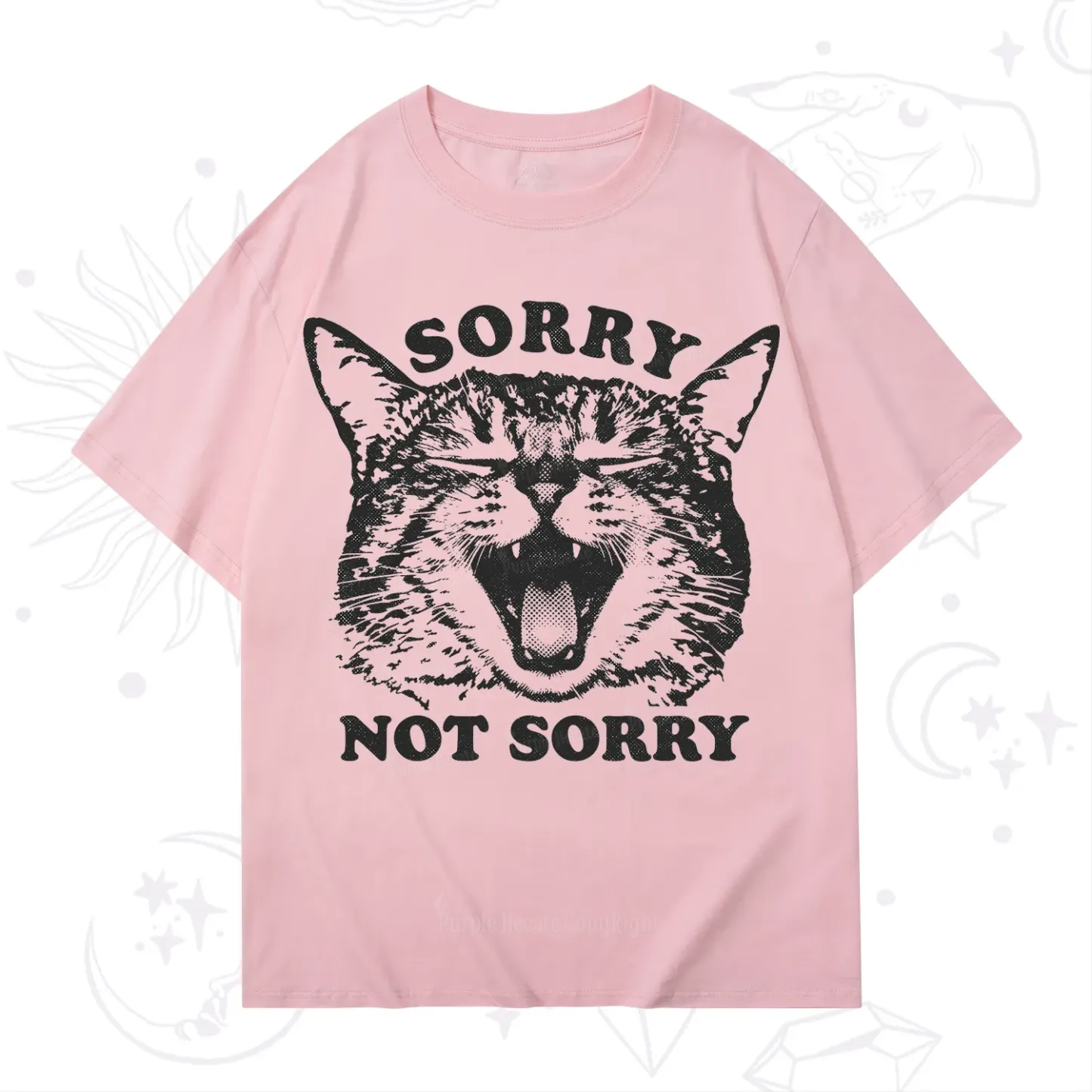 Purplehecate Sorry Not Sorry Funny Cat T-Shirt