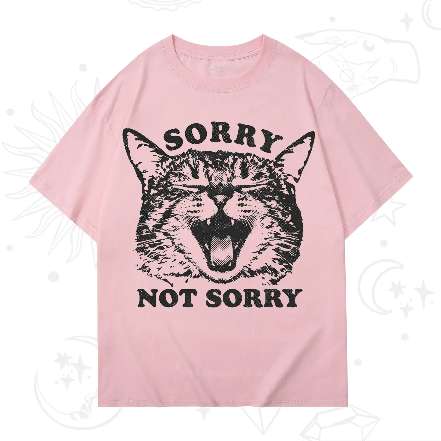 Purplehecate Sorry Not Sorry Funny Cat T-Shirt