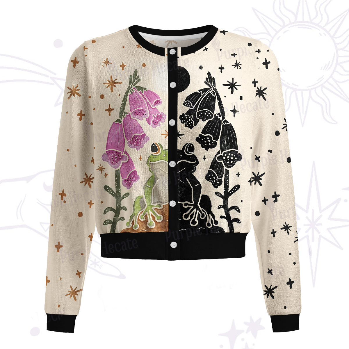 Purplehecate Dual-Tone Frog Garden Knit Cardigan
