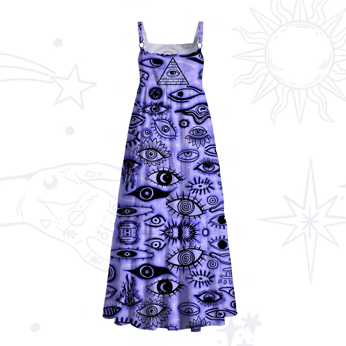 Purplehecate Realm of the All‑Seeing Eye Wide Straps Maxi Dress