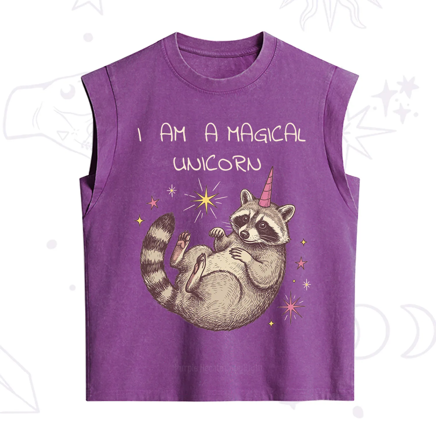 Purplehecate I Am A Magical Unicorn Raccoon Vintage Washed Tank