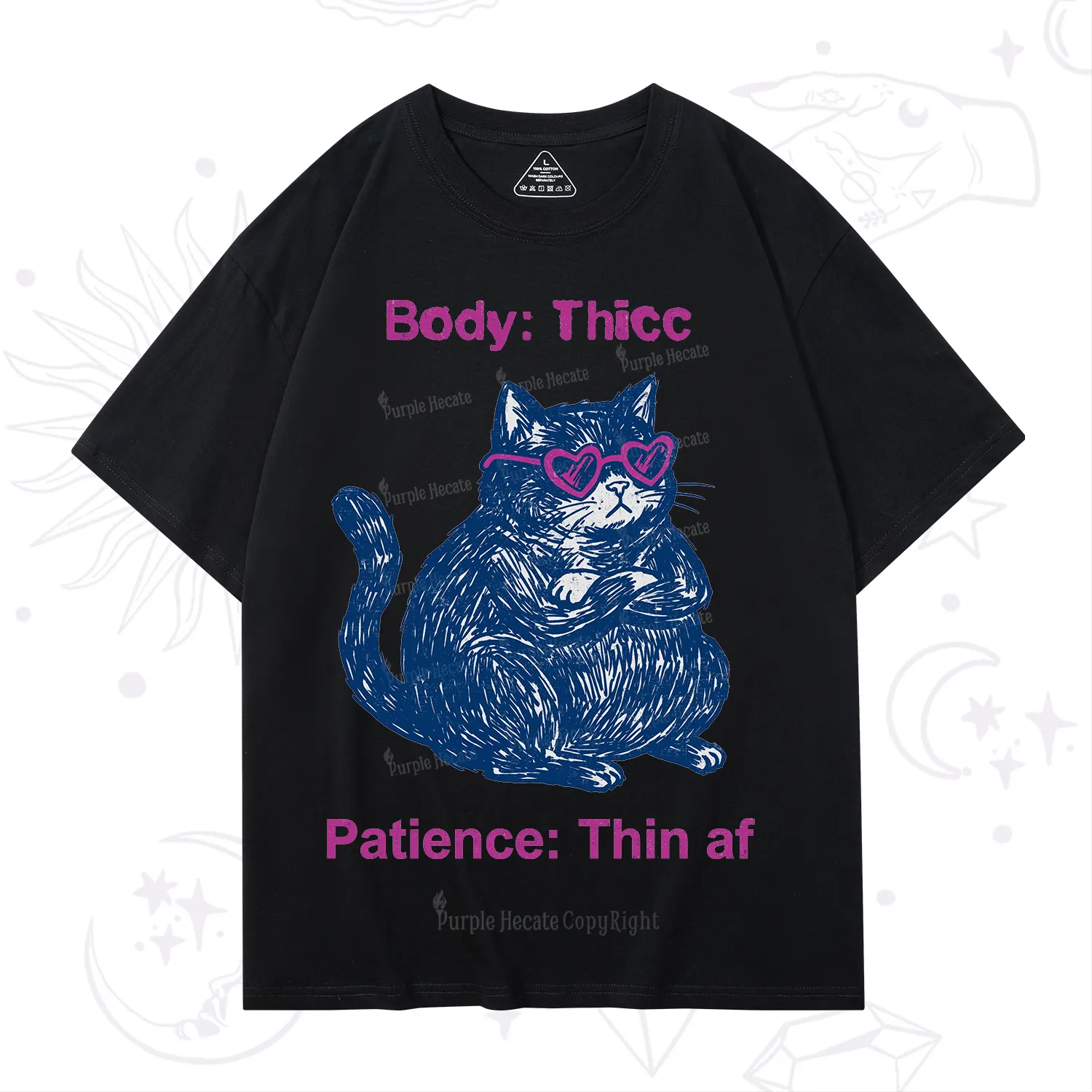 Purplehecate Body Thicc Patience Thin Af Cat T-Shirt