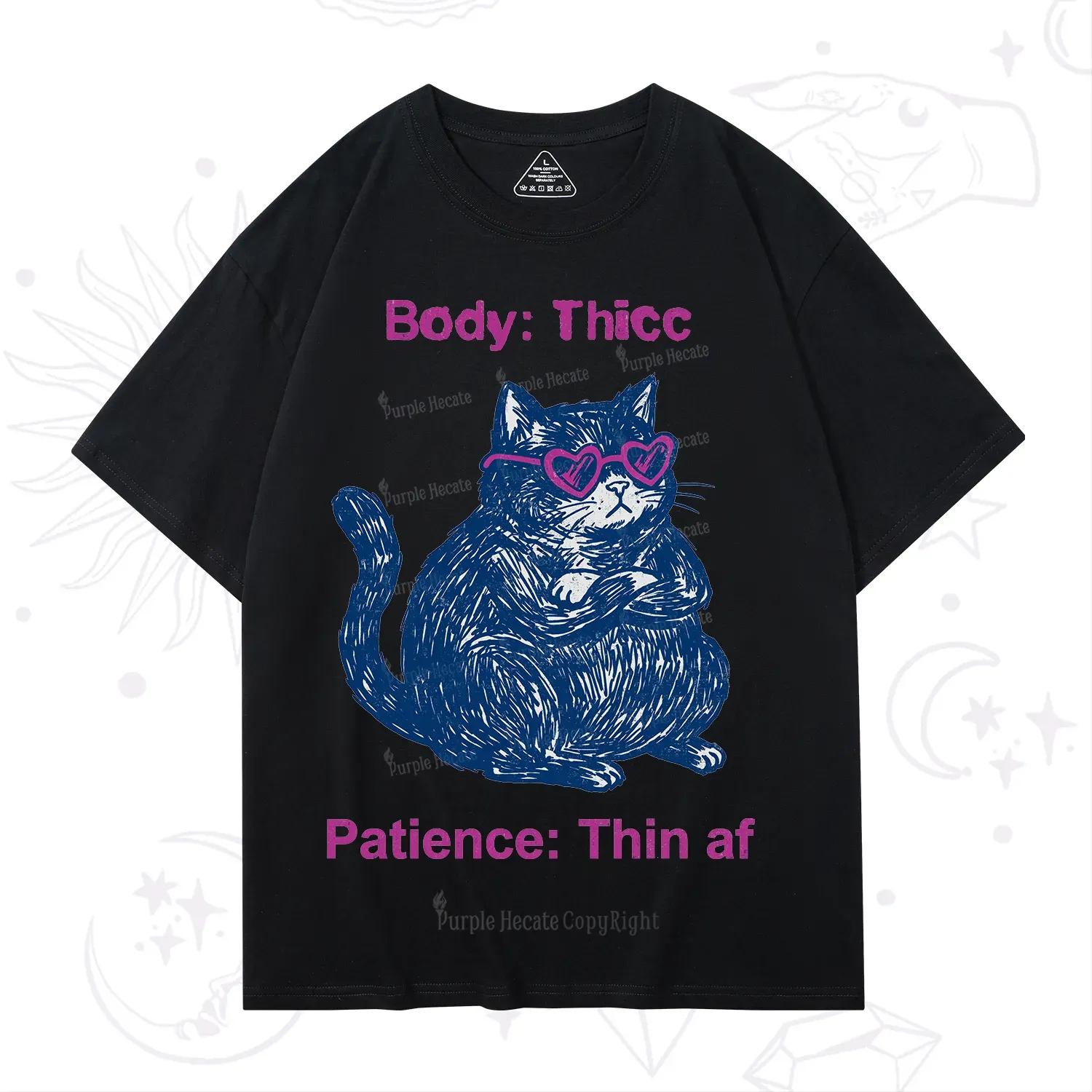 Purplehecate Body Thicc Patience Thin Af Cat T-Shirt