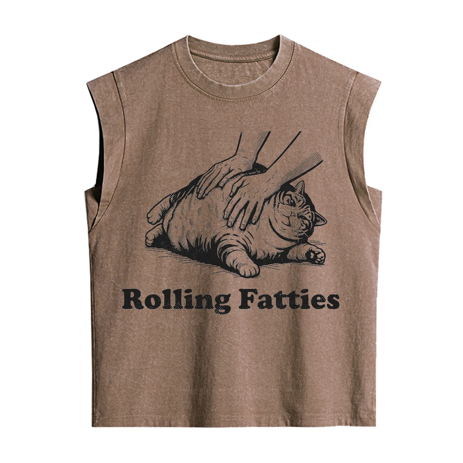 Purplehecate Rolling Fatties Cat Vintage Washed Tank