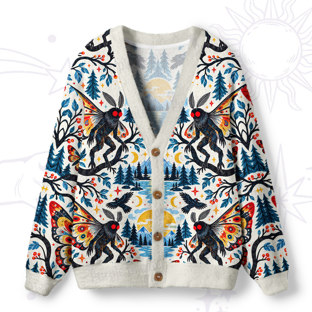 Purplehecate Mothman of Point Pleasant Ugly Cardigan Sweaters