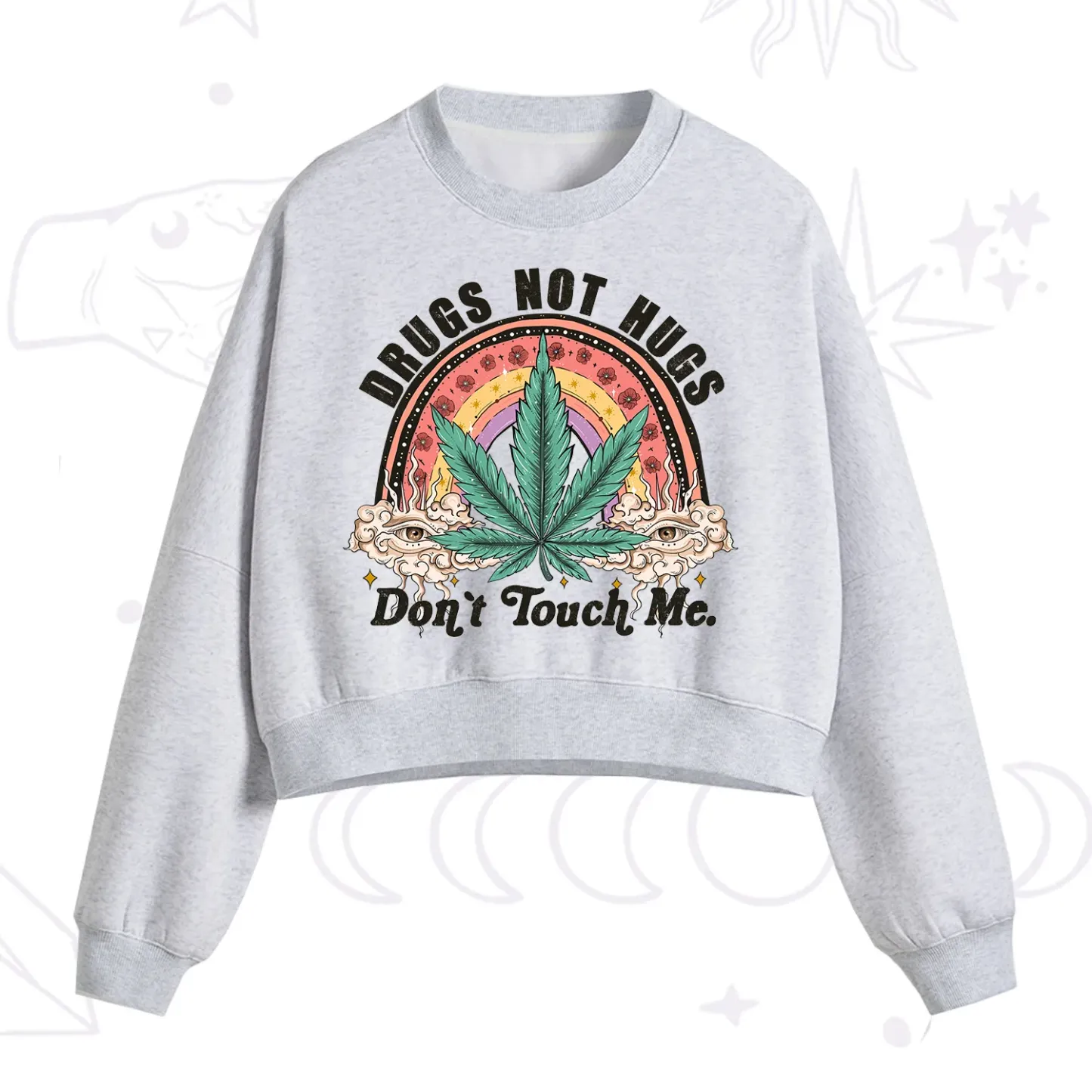 Purplehecate Drugs Not Hugs Fleece Cropped Sweatshirt