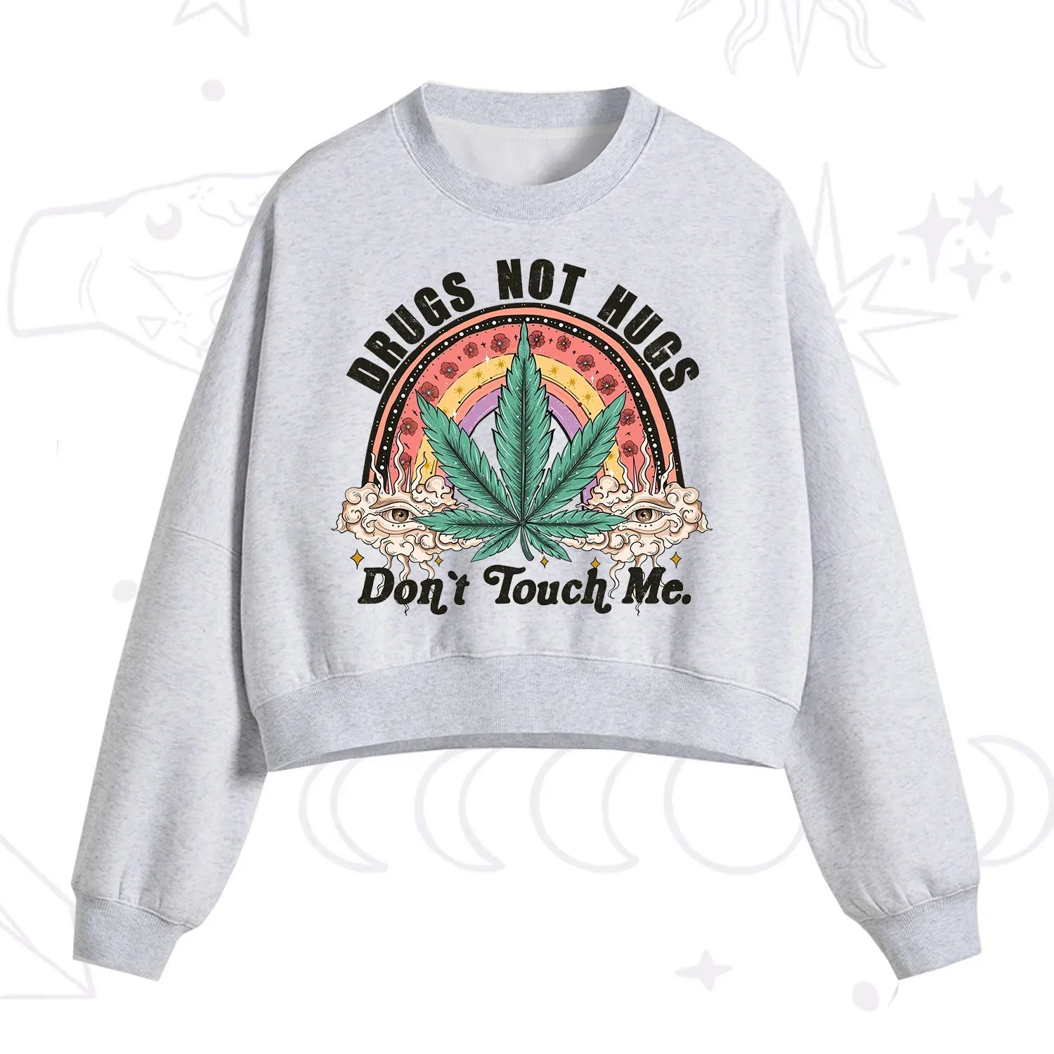 Purplehecate Drugs Not Hugs Fleece Cropped Sweatshirt
