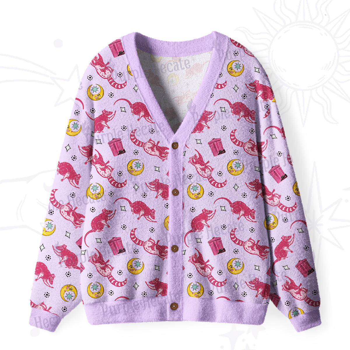 Purplehecate Midnight Raccoon Bandits Ugly Cardigan Sweaters