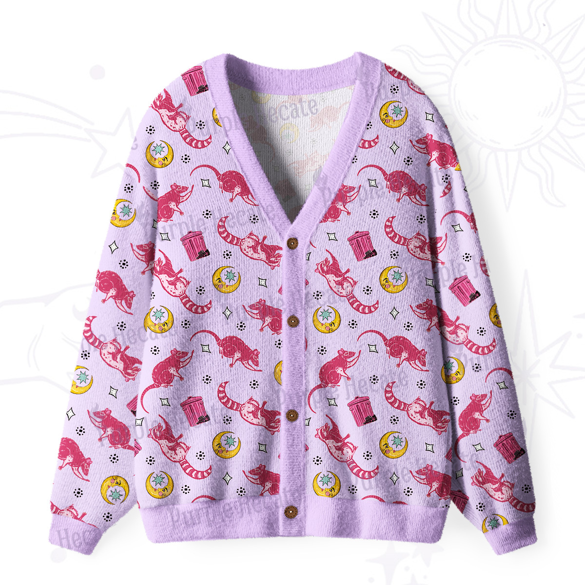 Purplehecate Midnight Raccoon Bandits Ugly Cardigan Sweaters