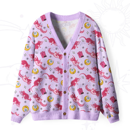 Purplehecate Midnight Raccoon Bandits Ugly Cardigan Sweaters